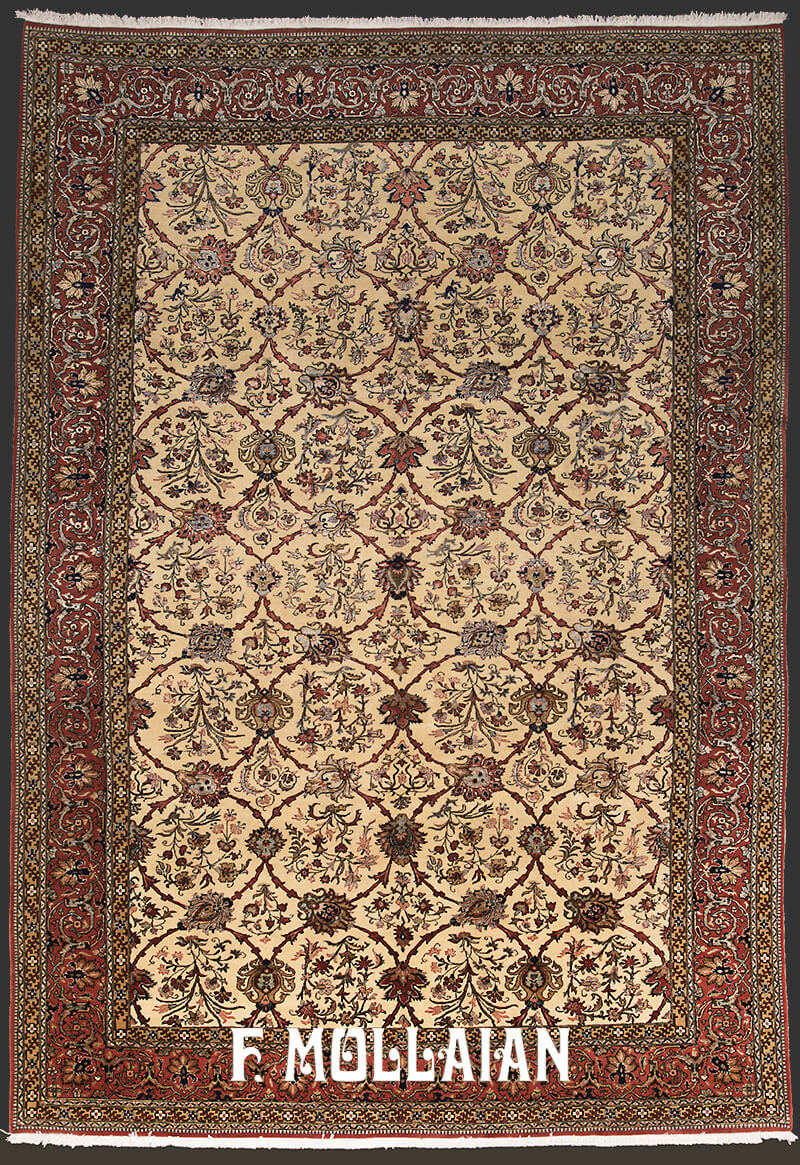 فرش نیمه آنتیک تهران گل ابریشم کد:۷۳۷۱۰۱۷۳